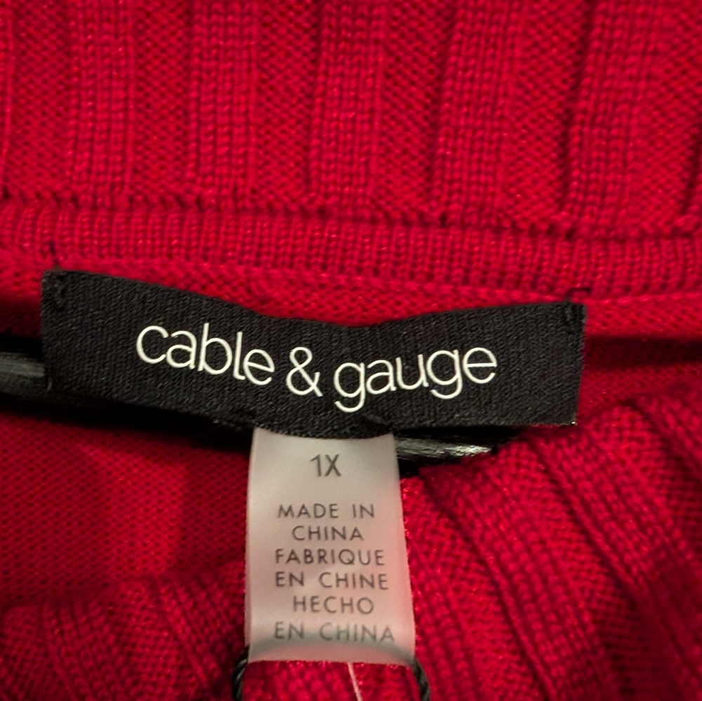 Cable And Gauge Women's Red Sweater 1X New - Picture 8 of 8